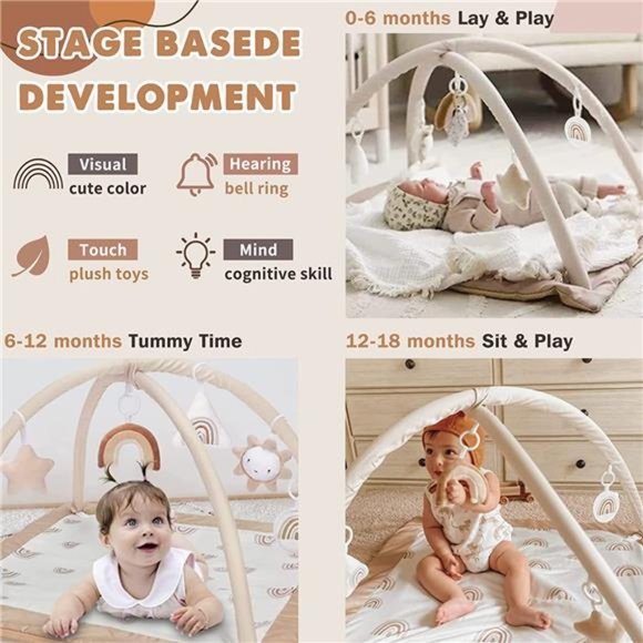 Washable Baby GymActivity Center with PlayMat,Rainbow Early Development Playmats - Picture 2 of 6